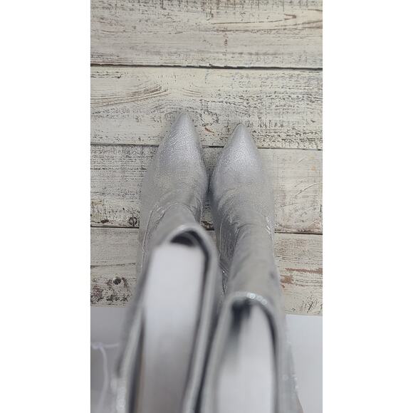 Forever 21 Metallic knee-high cowboy western stiletto boots Size 6 Festival NWT - Picture 7 of 14
